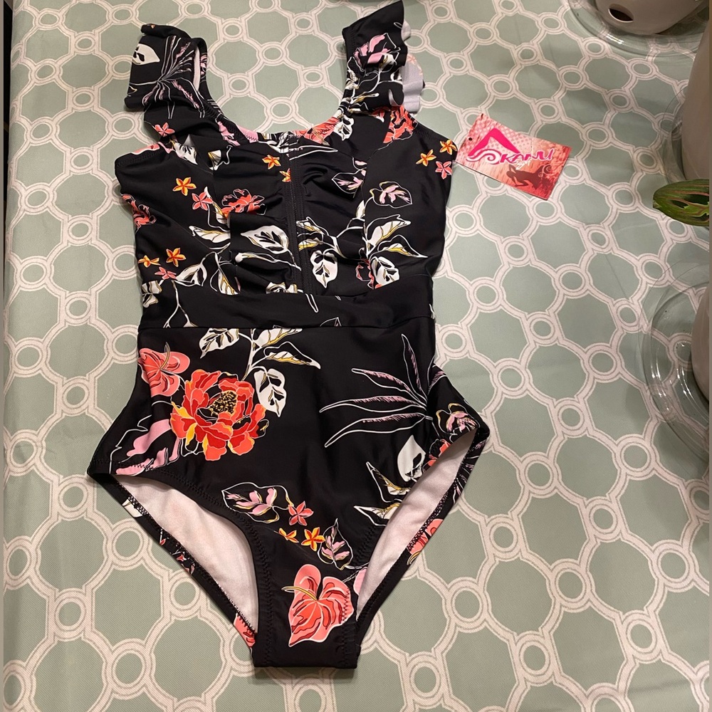 Kanu Surf REESE Ruffle Off Shoulder One Piece Swimsuit Size 14